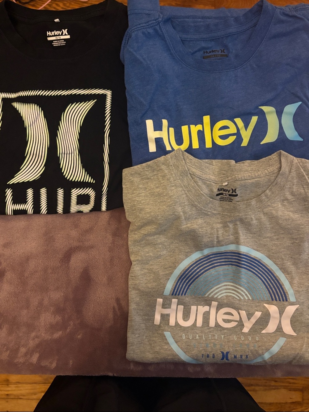 Hurley Kids Short Sleeve Tee Pack - Blue, Black & Gray